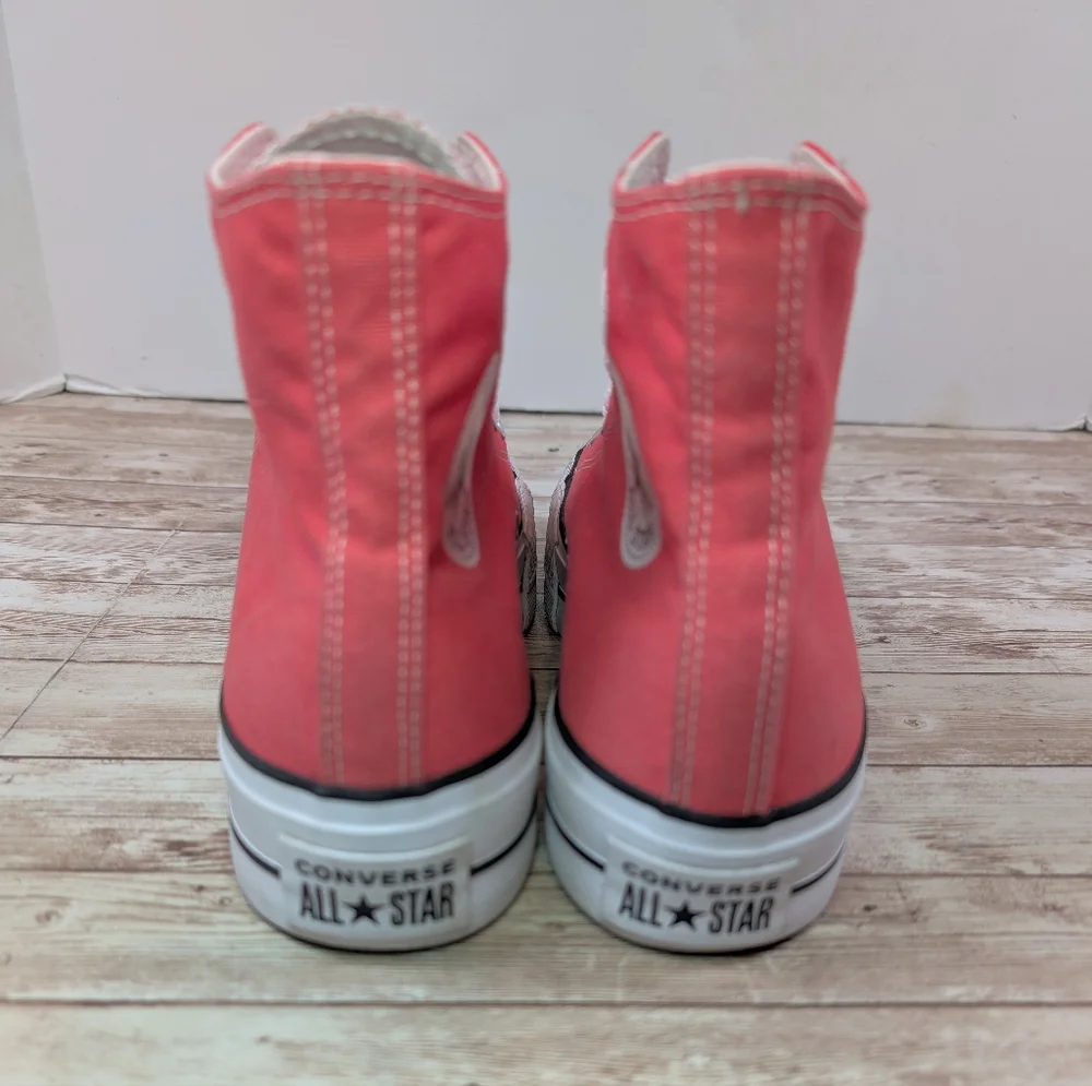 Converse All Star High Top Platform Salmon Pink Sneaker Trainer Shoes Women's 8 - Picture 5 of 13